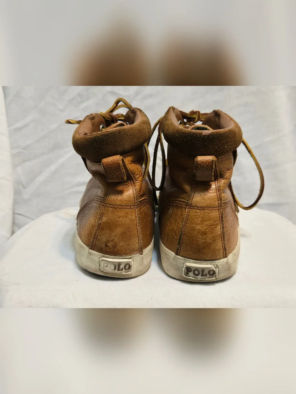 Polo Ralph Lauren Mens Boots Tedd Pull Up Grain Brown Tan Shoes Size 10D